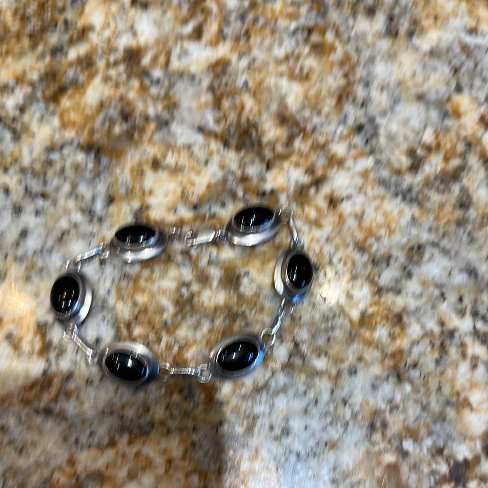 Sophisticated Black and Silver Onyx Bracelet